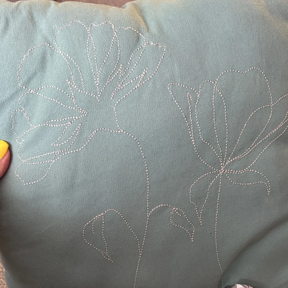 Floral Embroidered Throw Pillow
